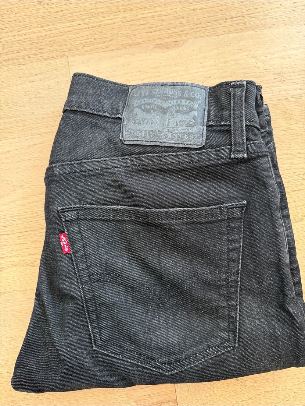 Levi's Men’s 511 Black Slim Straight Jeans with Red Tab